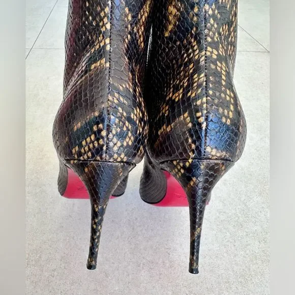 CHRISTIAN LOUBOUTIN So Kate Leather Snake Embossed Dark Brown Boots 85 EU 38 US8 - Picture 9 of 15